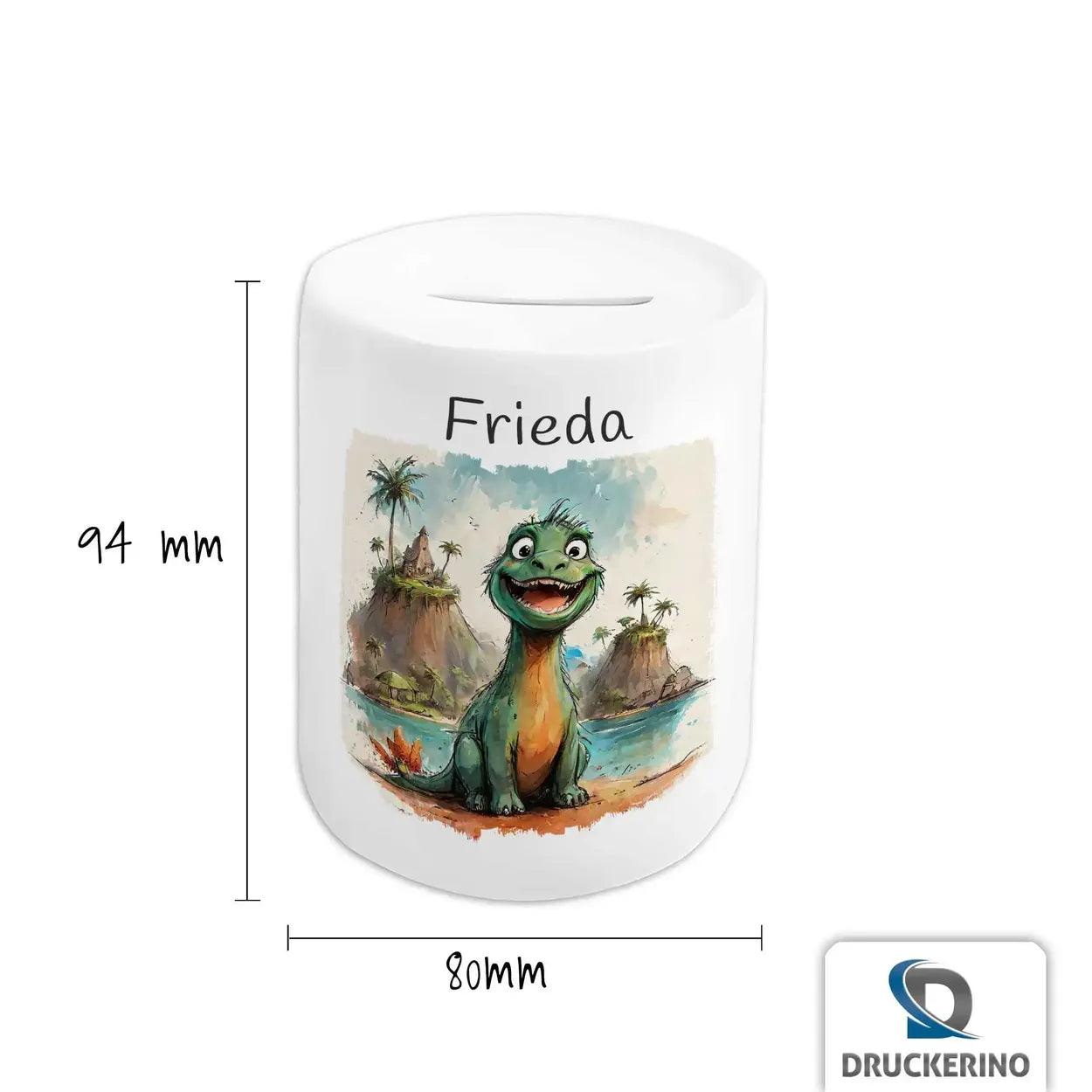 Spardose personalisiert Dino-Insel - Druckerino