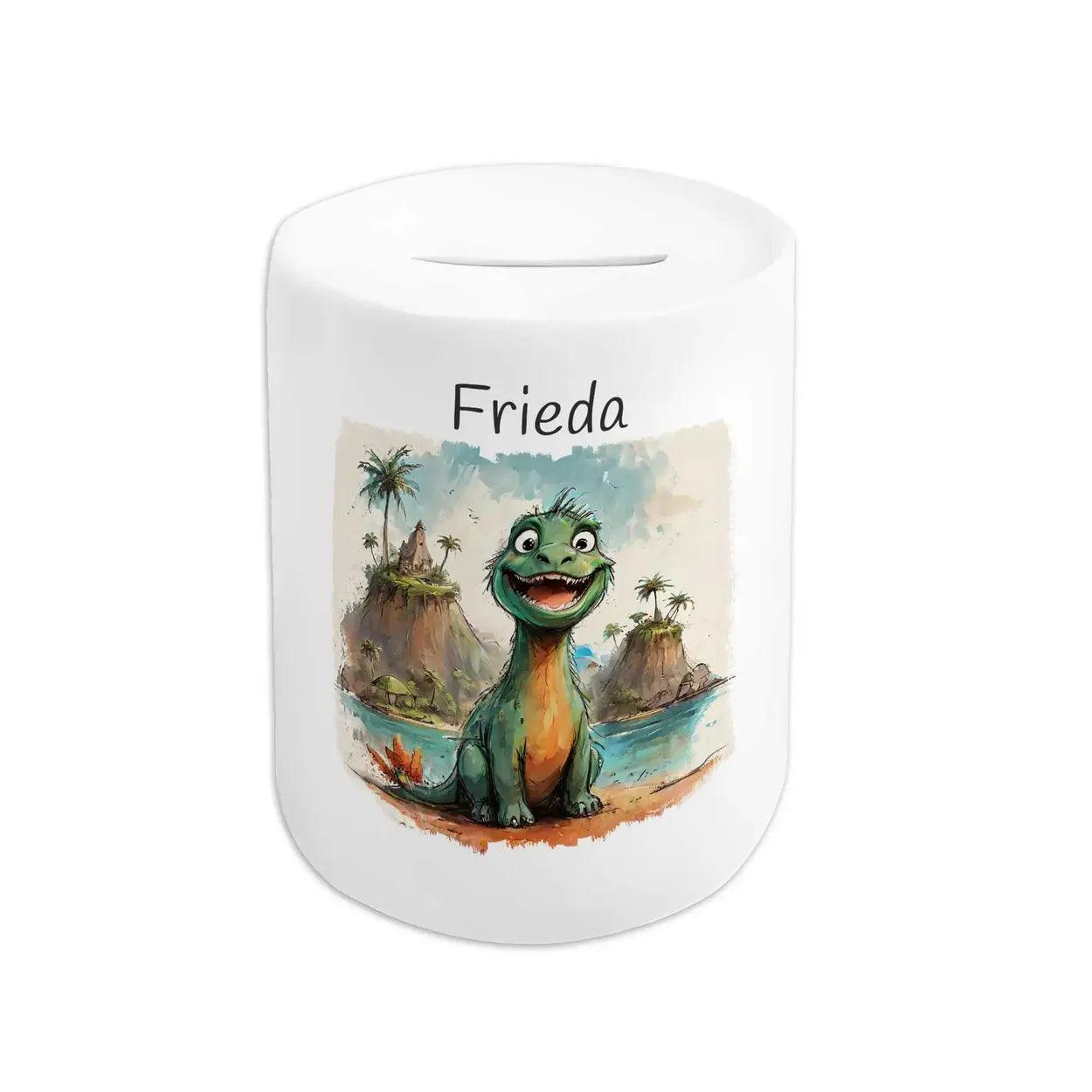 Spardose personalisiert Dino-Insel - Druckerino
