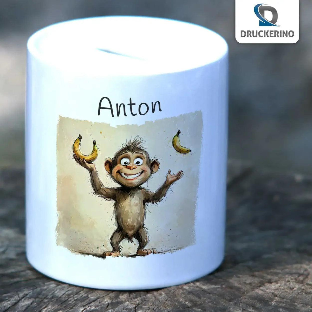 Spardose personalisiert Dschungel-Spaß Affe - Druckerino