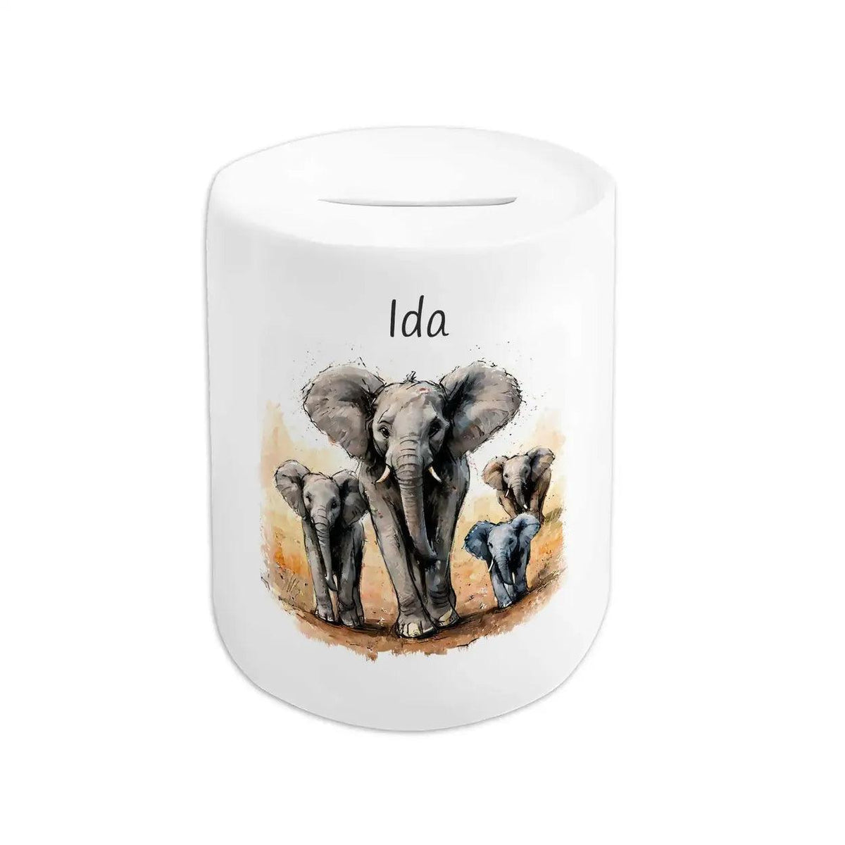 Spardose personalisiert Elefanten Familie - Druckerino