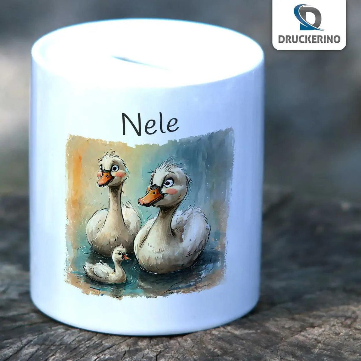 Spardose personalisiert Entengeschwister - Druckerino