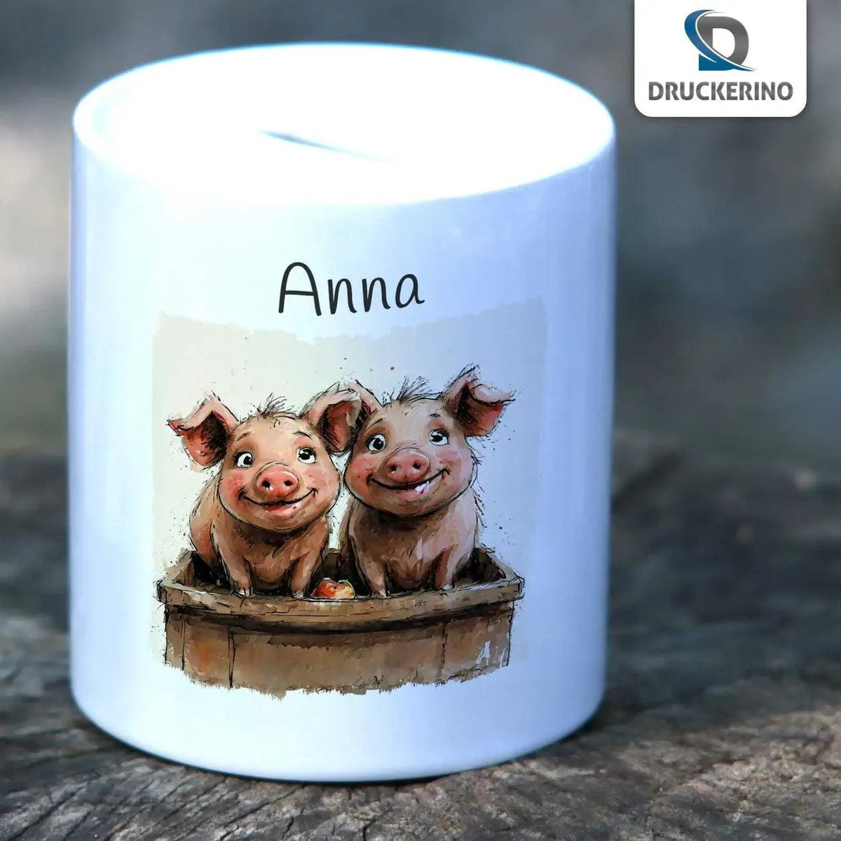 Spardose personalisiert Ferkelabenteuer - Druckerino