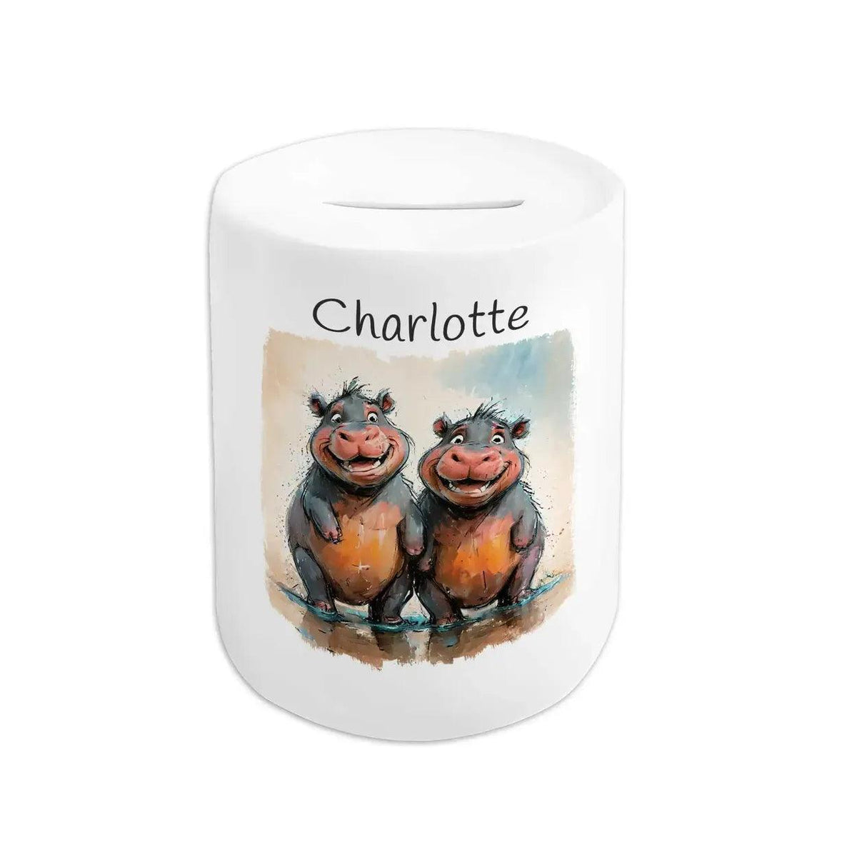 Spardose personalisiert Flusspferde - Druckerino