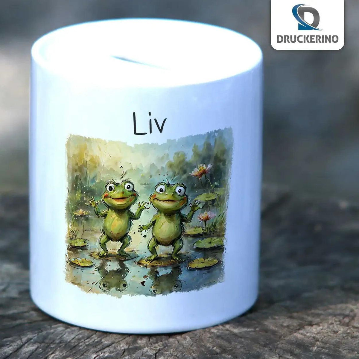 Spardose personalisiert Froschfreunde-Abenteuer | mit Namen personalisiert | Spardose Kind - Druckerino