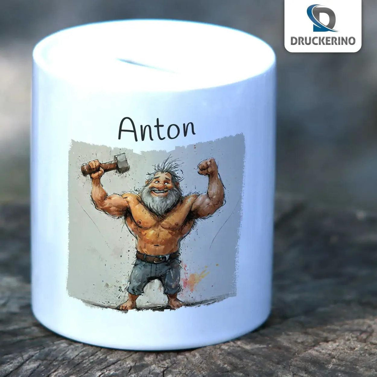 Spardose personalisiert Hammer-Held - Druckerino