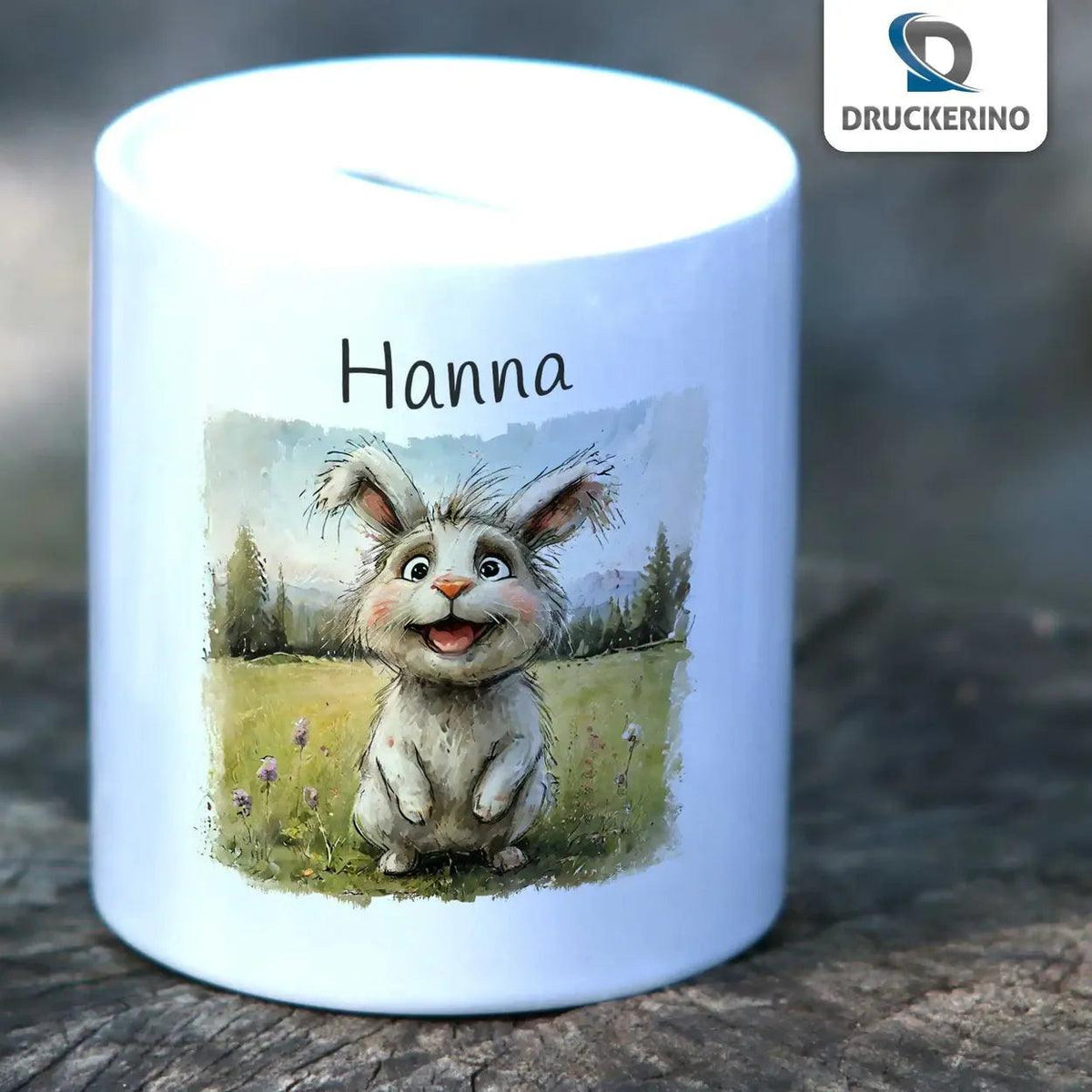 Spardose personalisiert Hoppelndes Glück - Druckerino