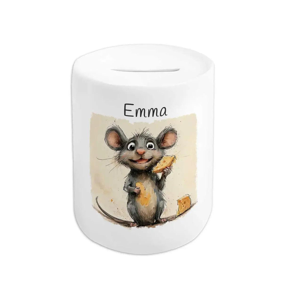 Spardose personalisiert Käsefreund Maus - Druckerino