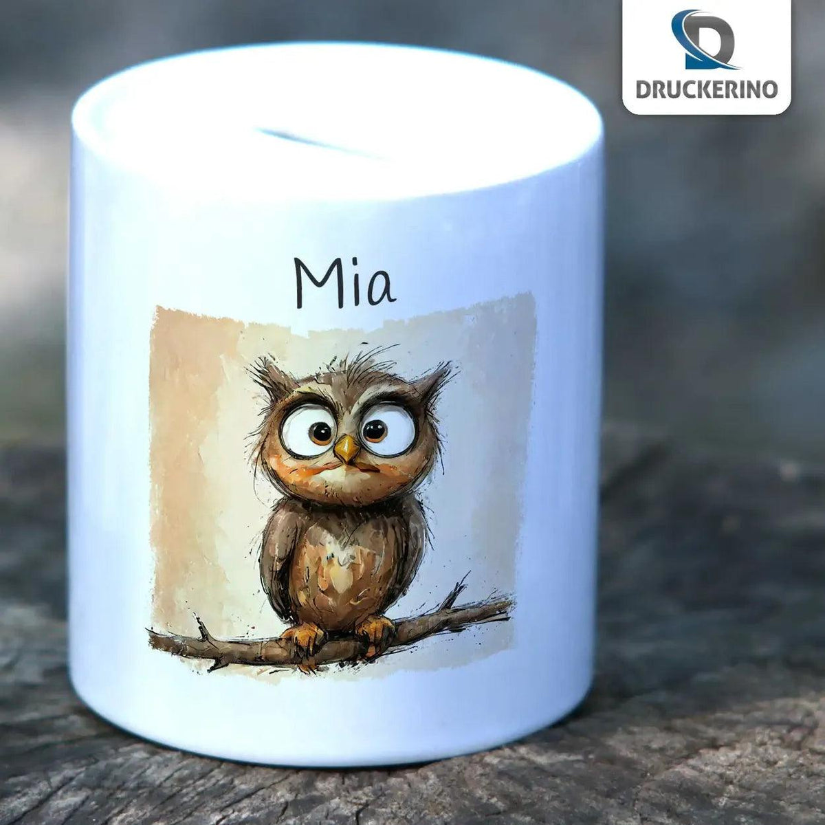 Spardose personalisiert Kleine Eule - Druckerino