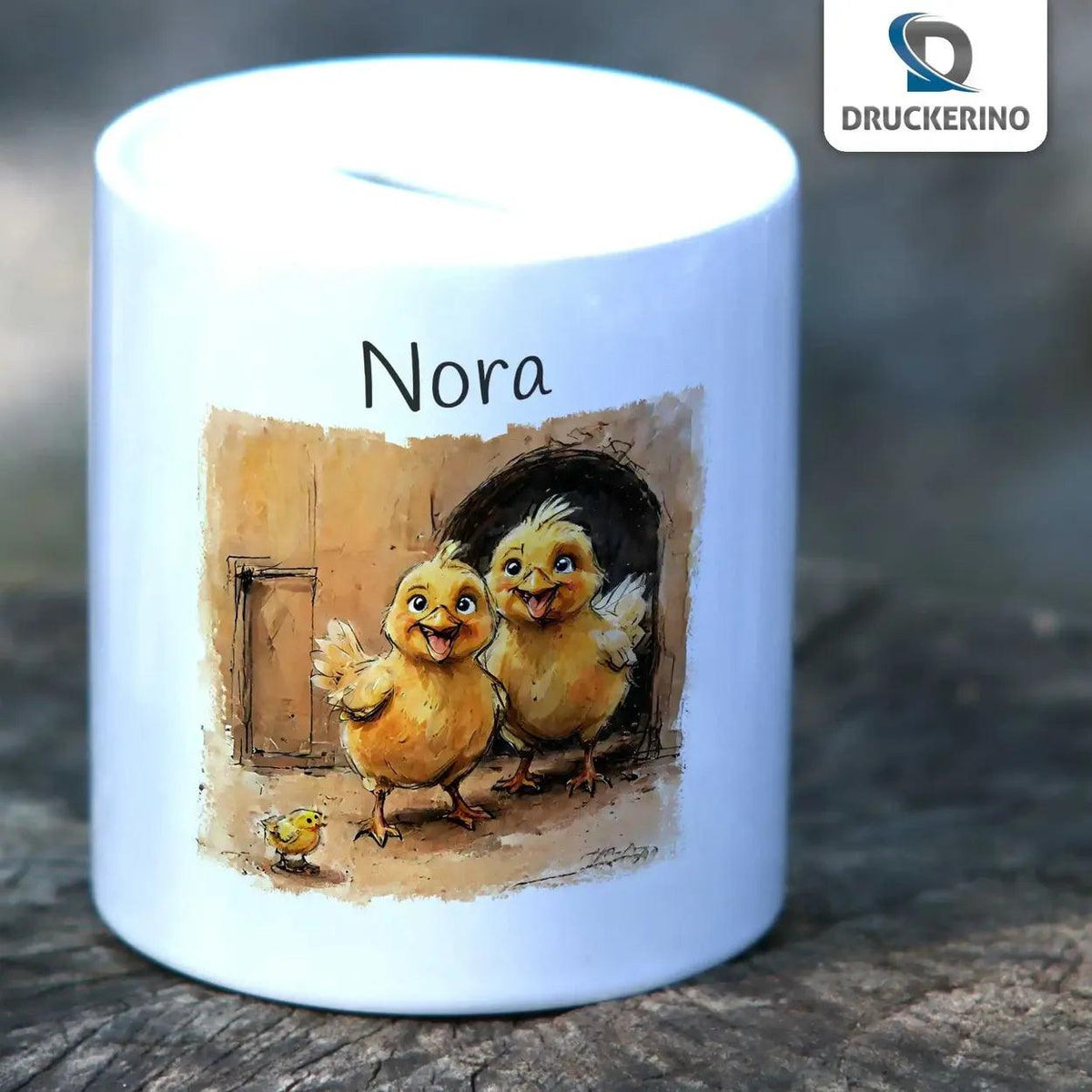Spardose personalisiert Küken-Glück - Druckerino
