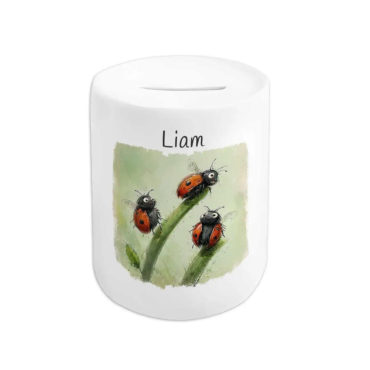 Spardose personalisiert Marienkäfer-Glück - Druckerino