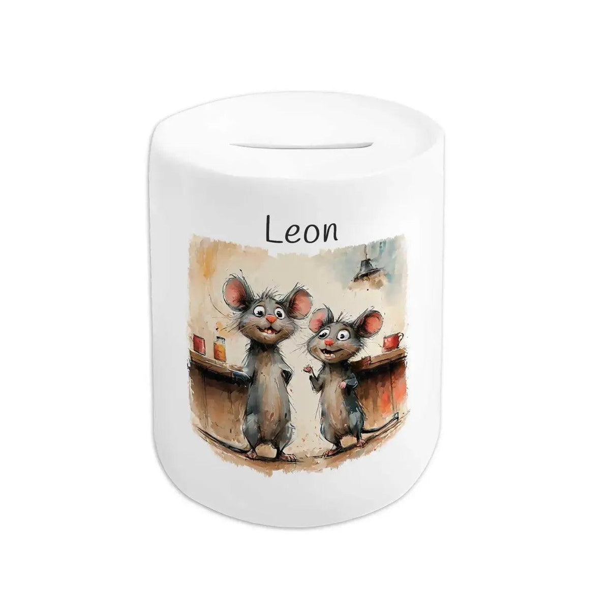 Spardose personalisiert Mäuse Abenteuer - Druckerino
