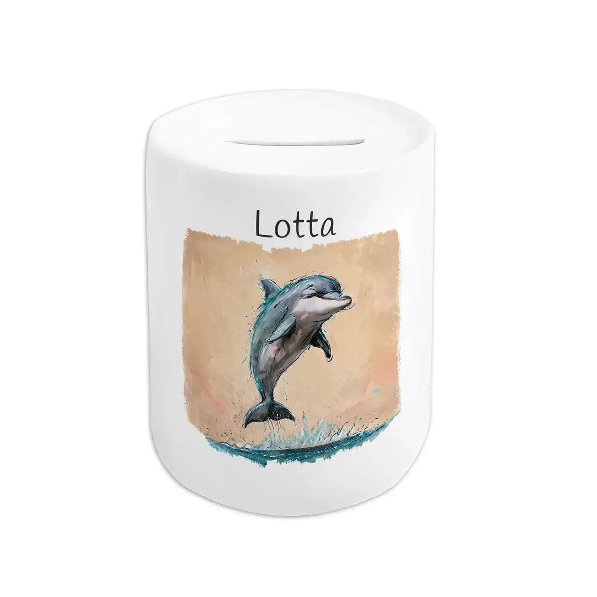 Spardose personalisiert Meeresabenteuer Delfin - Druckerino