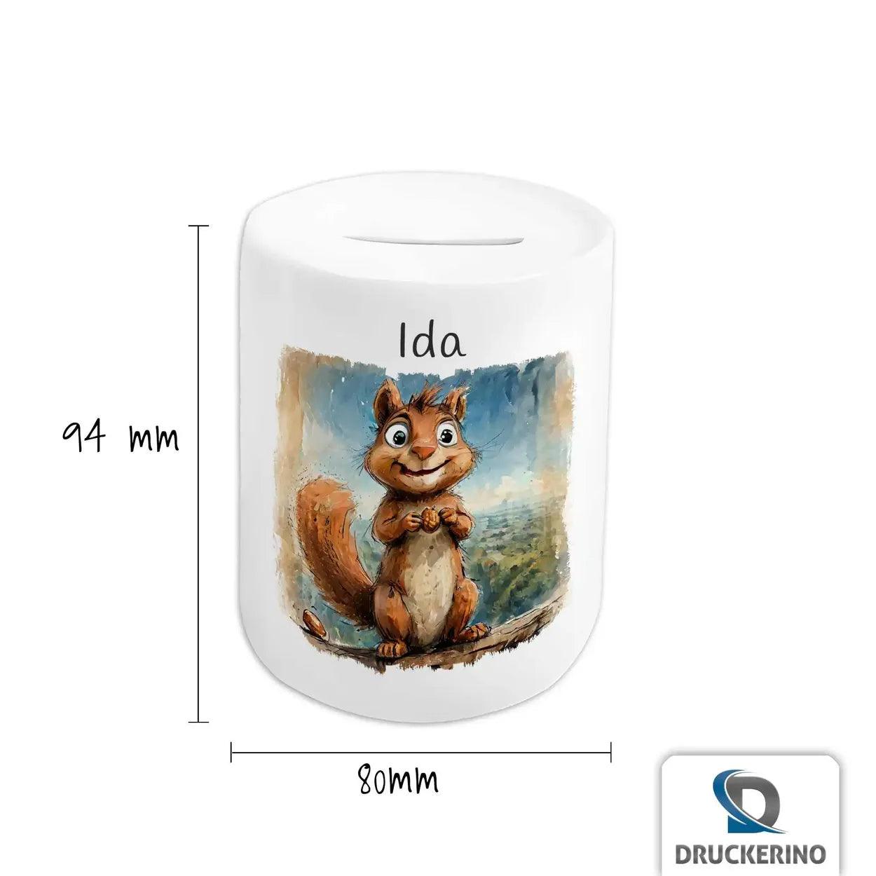 Spardose personalisiert Nussjäger Eichhörnchen - Druckerino