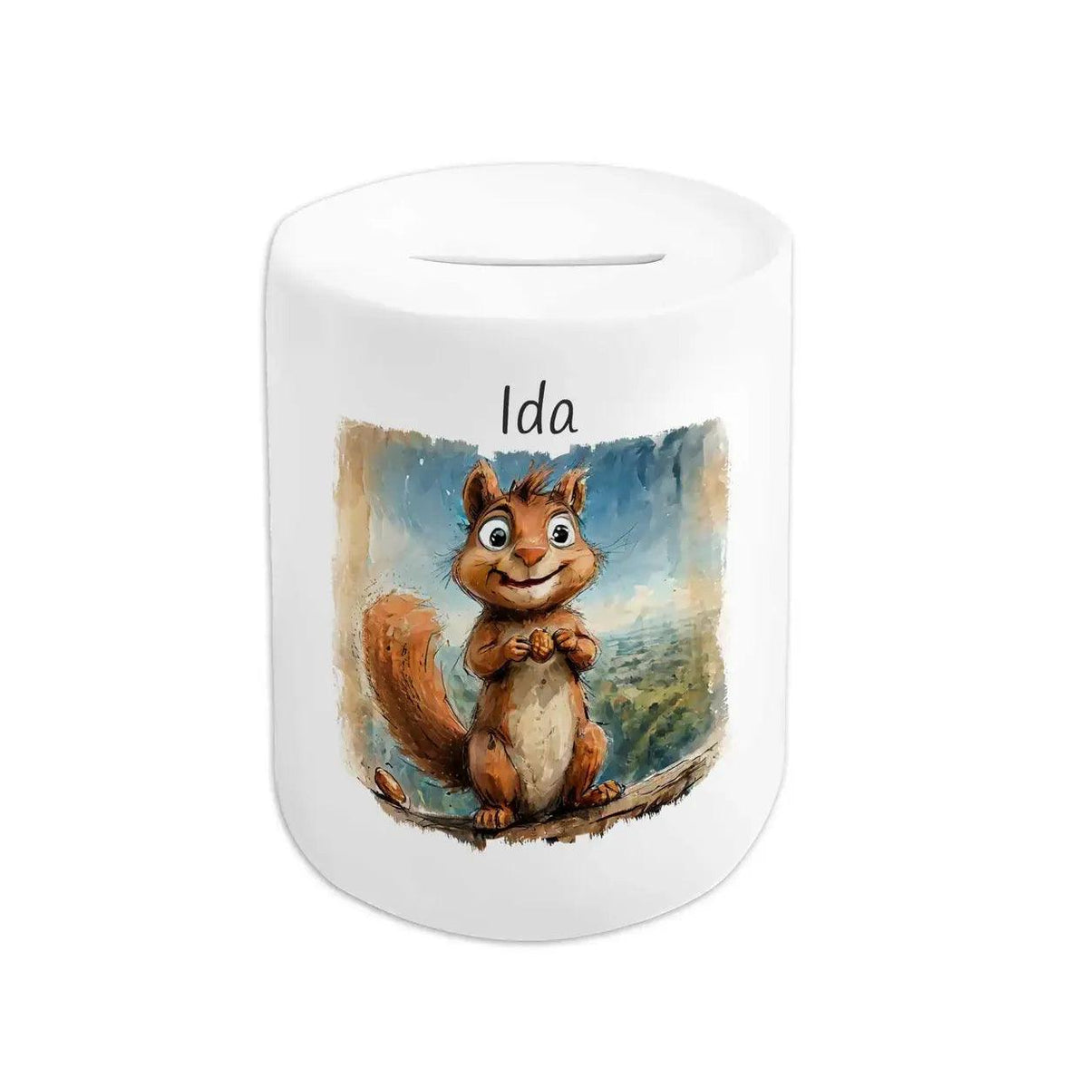 Spardose personalisiert Nussjäger Eichhörnchen - Druckerino