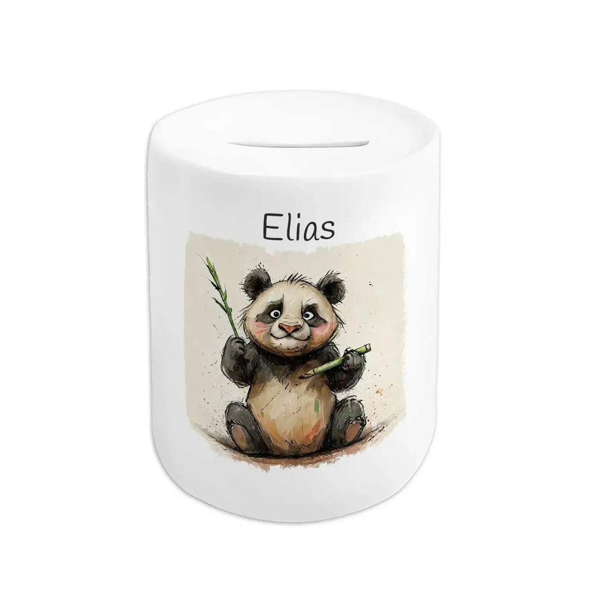 Spardose personalisiert Pandabär-Abenteuer - Druckerino