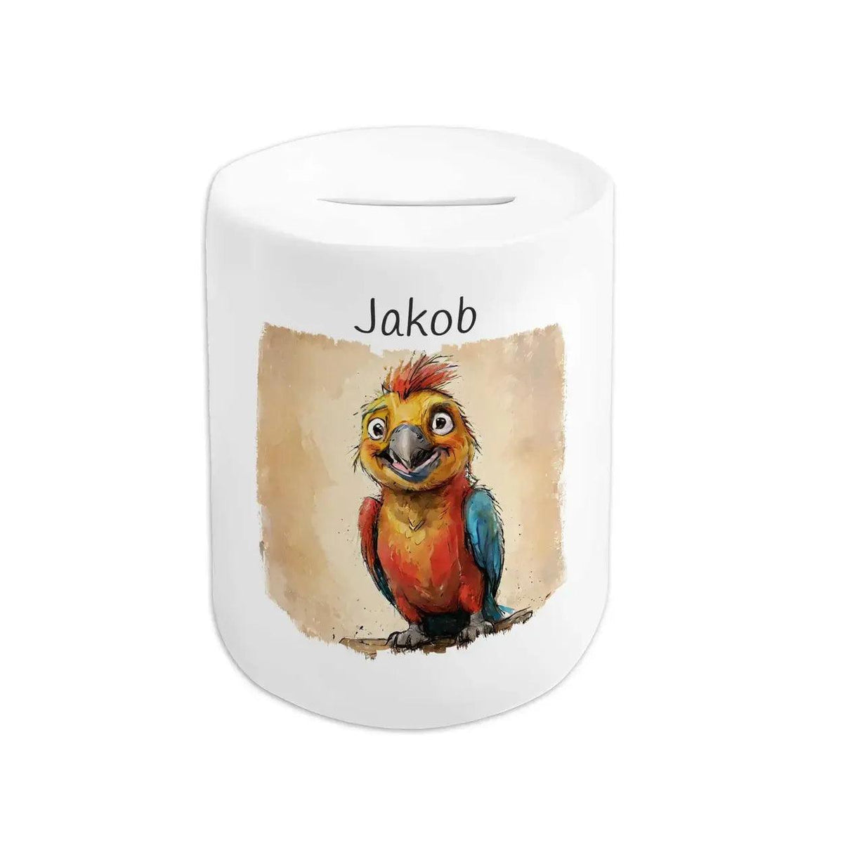 Spardose personalisiert Papagei - Druckerino