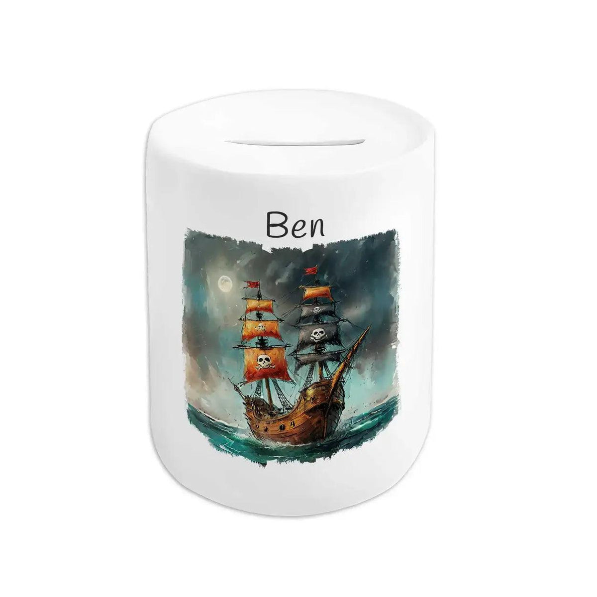 Spardose personalisiert Piratenschiff-Abenteuer - Druckerino