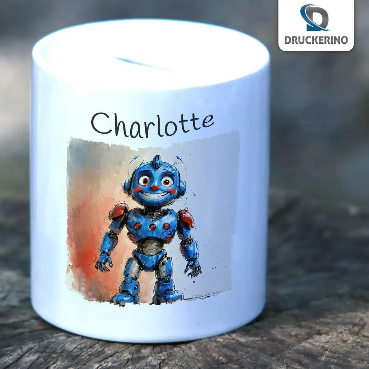 Spardose personalisiert Roboterfreund - Druckerino