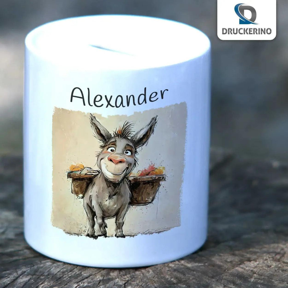 Spardose personalisiert Schatz-Esel - Druckerino