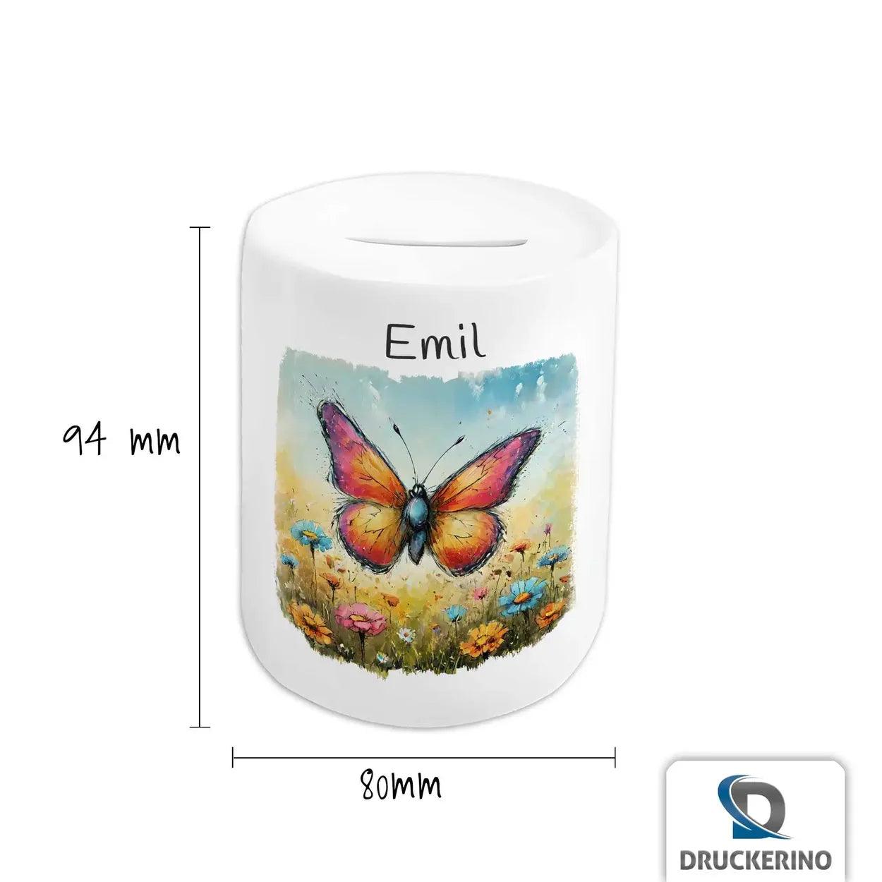 Spardose personalisiert Schmetterling - Druckerino