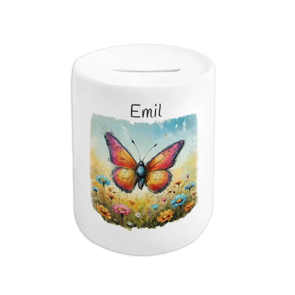Spardose personalisiert Schmetterling - Druckerino