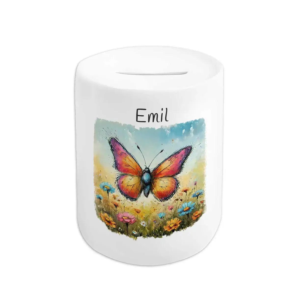 Spardose personalisiert Schmetterling - Druckerino