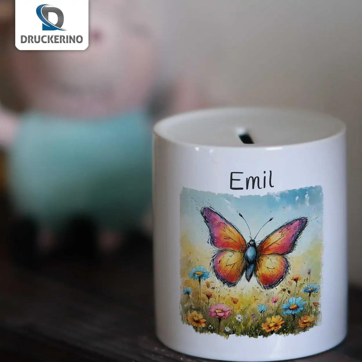 Spardose personalisiert Schmetterling - Druckerino