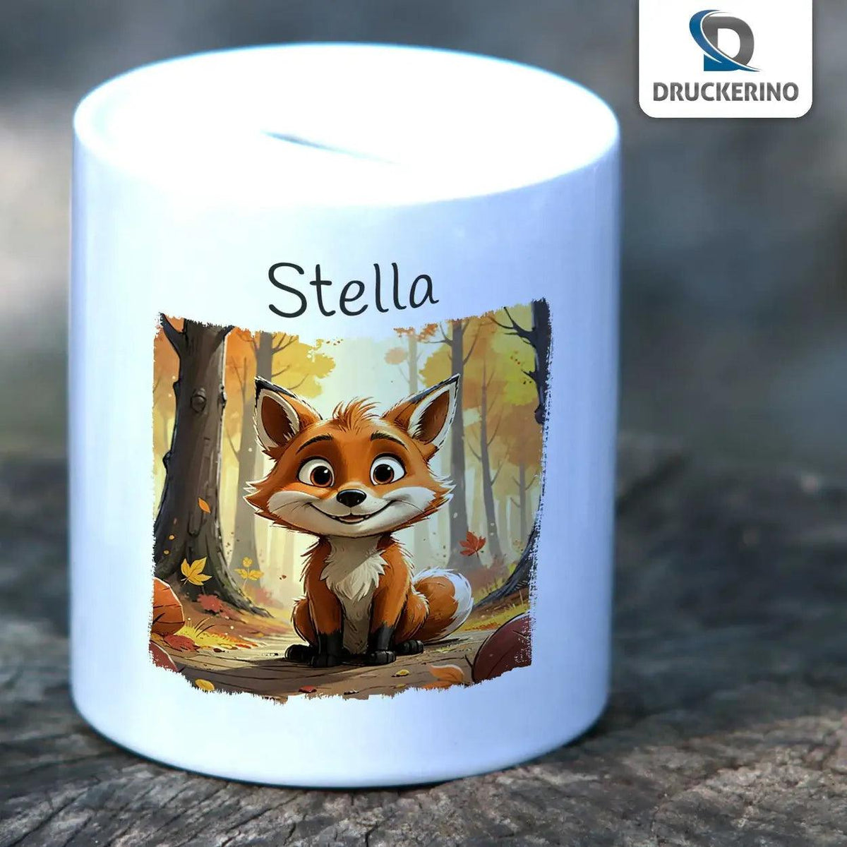 Spardose personalisiert Waldabenteuer Fuchs - Druckerino