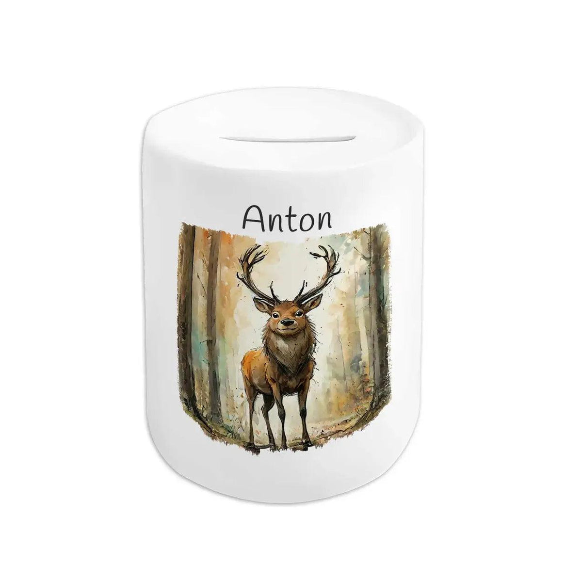 Spardose personalisiert Waldzauber Hirsch - Druckerino