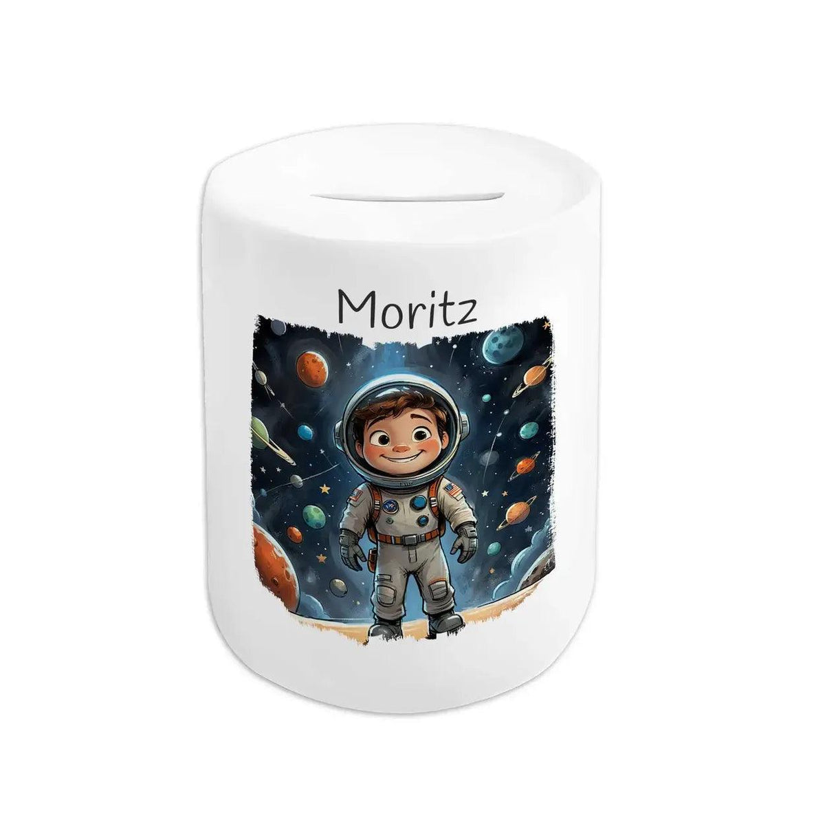 Spardose personalisiert Weltraumabenteurer - Druckerino