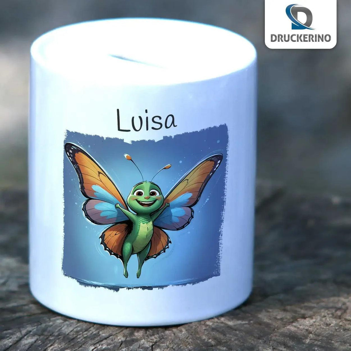 Spardose personalisiert Zauberflügel Schmetterling - Druckerino