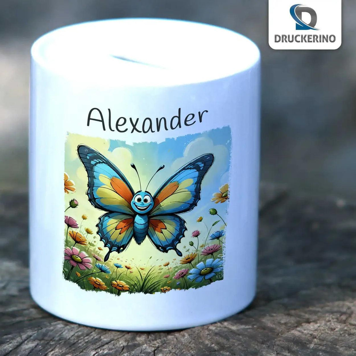 Spardose personalisiert Zauberflügel Schmetterling - Druckerino
