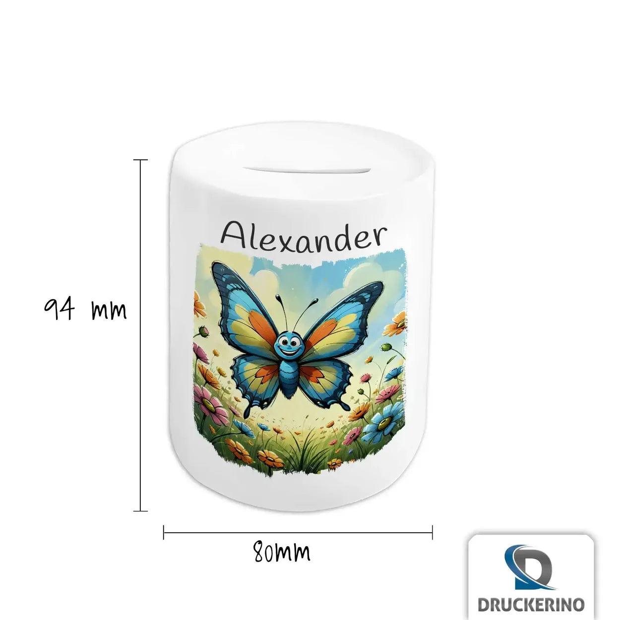Spardose personalisiert Zauberflügel Schmetterling - Druckerino