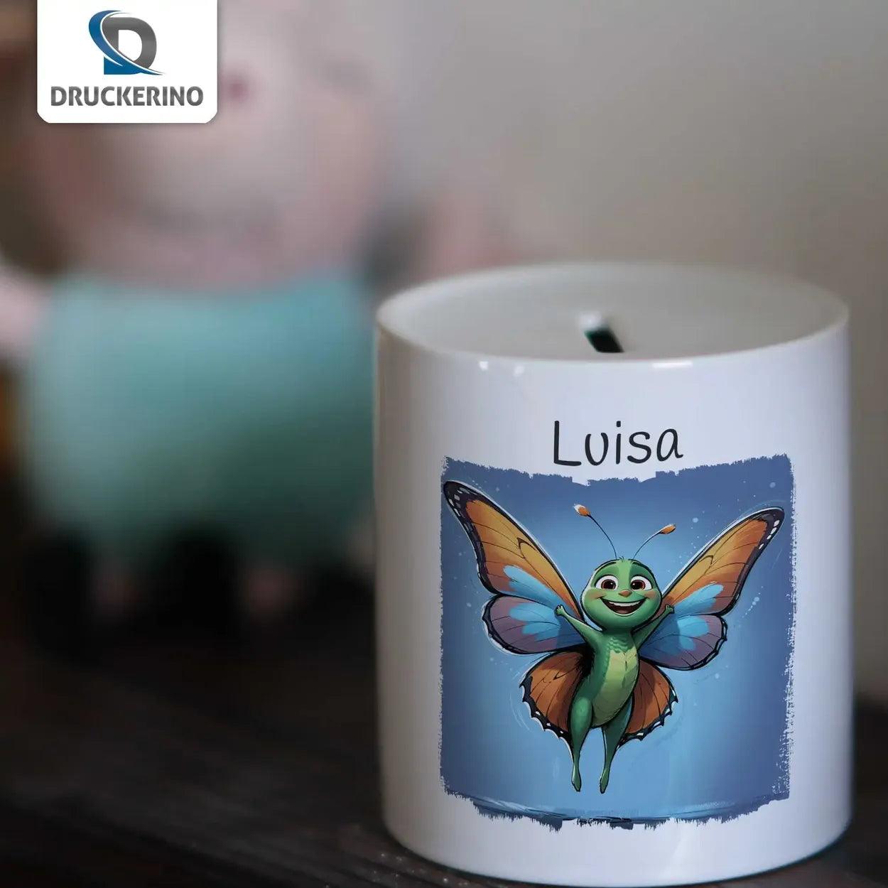 Spardose personalisiert Zauberflügel Schmetterling - Druckerino