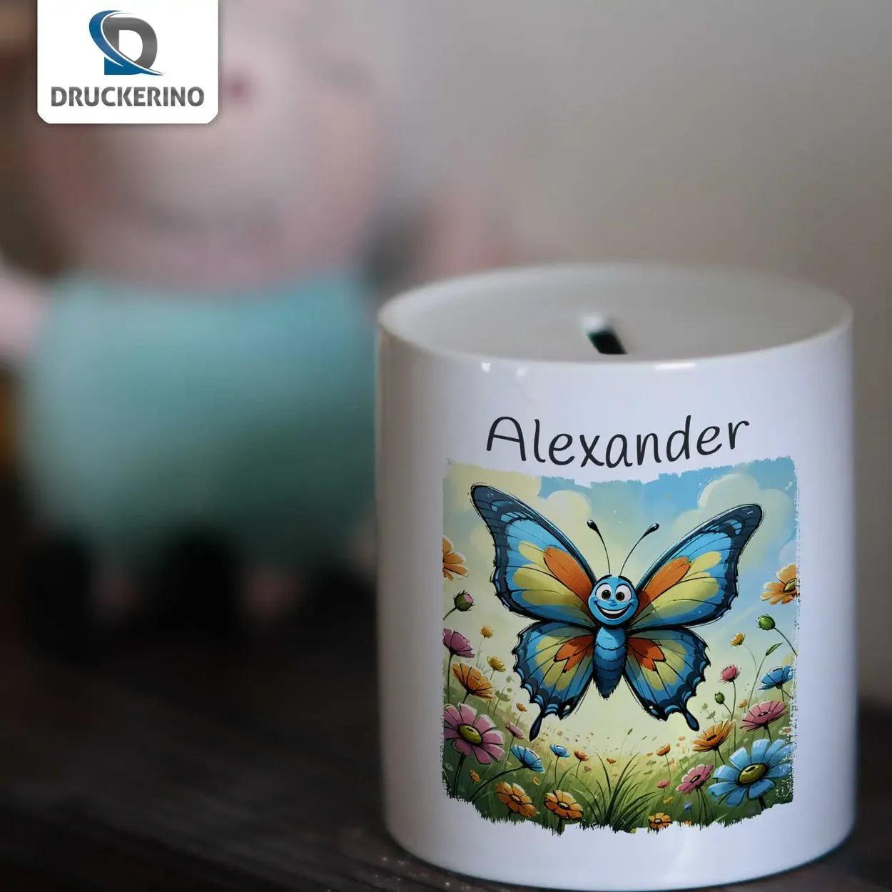 Spardose personalisiert Zauberflügel Schmetterling - Druckerino
