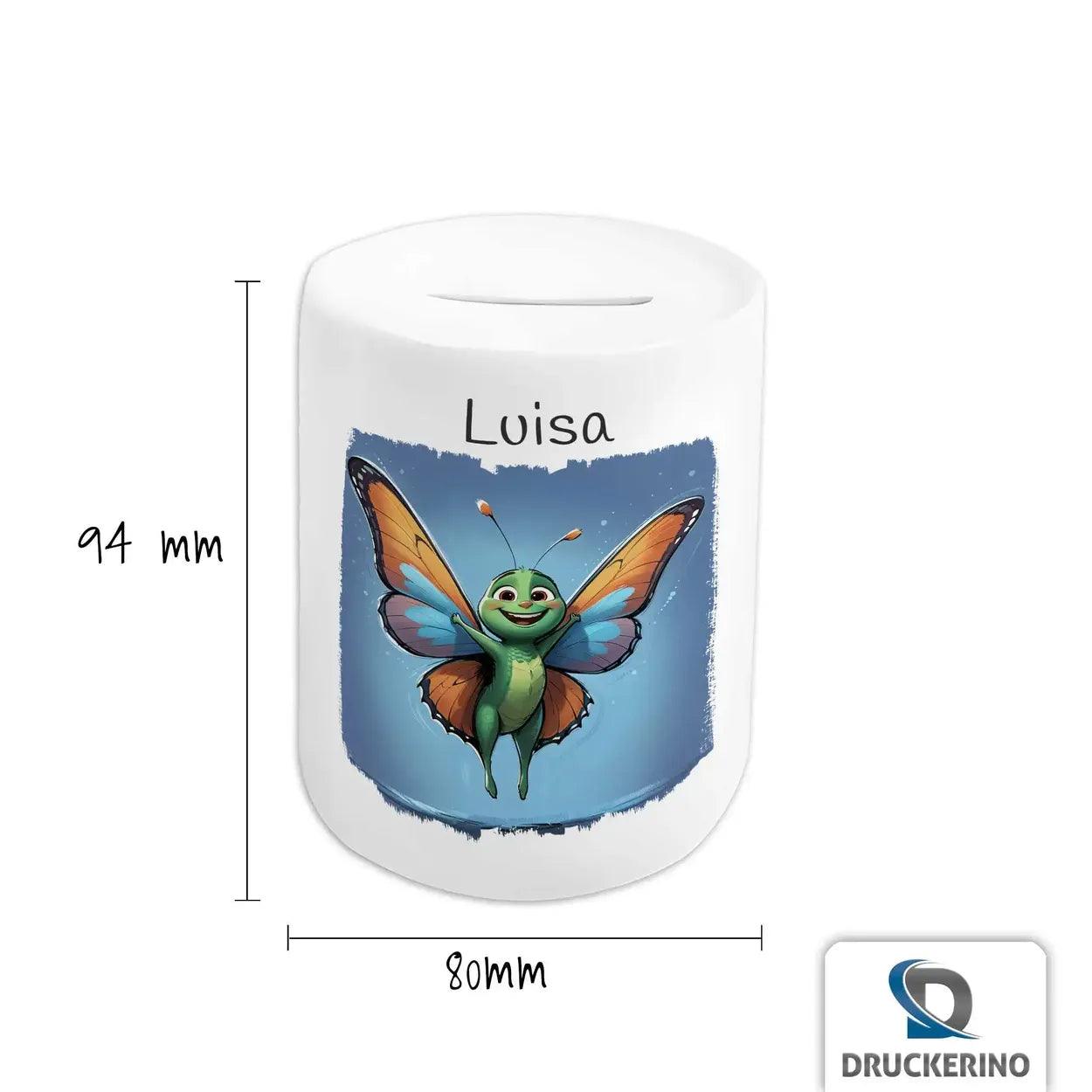 Spardose personalisiert Zauberflügel Schmetterling - Druckerino