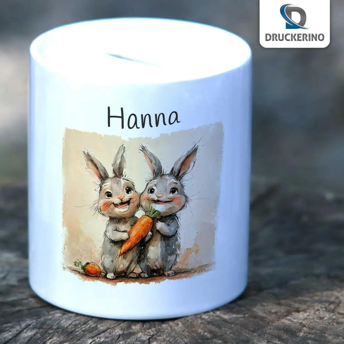 Spardose personalisiert Zauberhafte Hasen - Druckerino