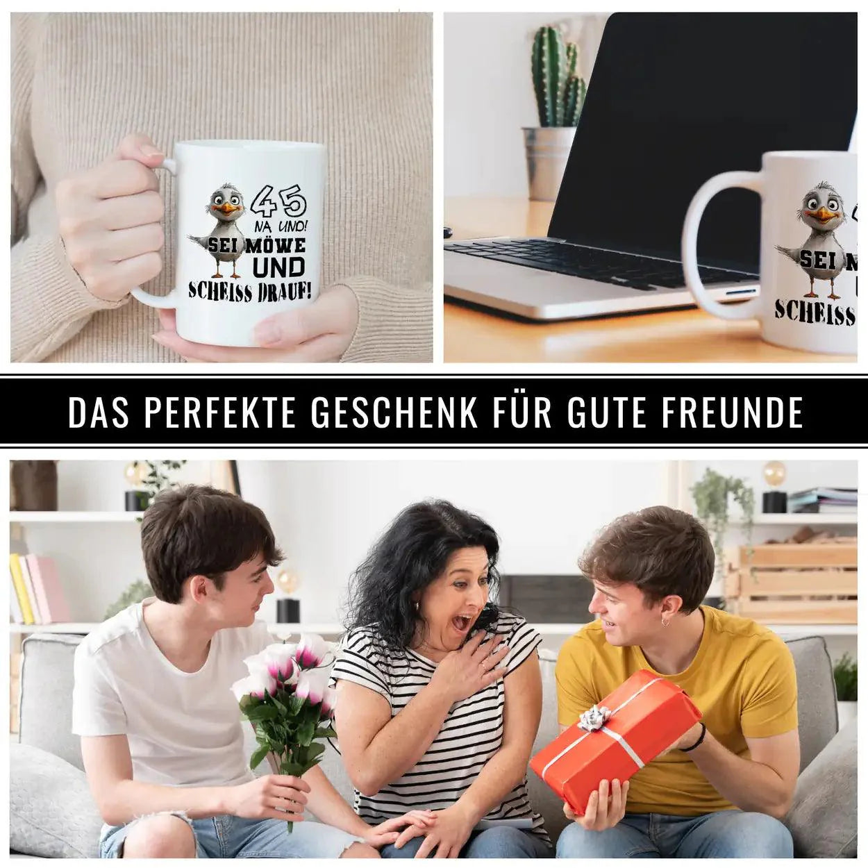 Tasse 45 Na und! Sei Möve und scheiß drauf - Druckerino