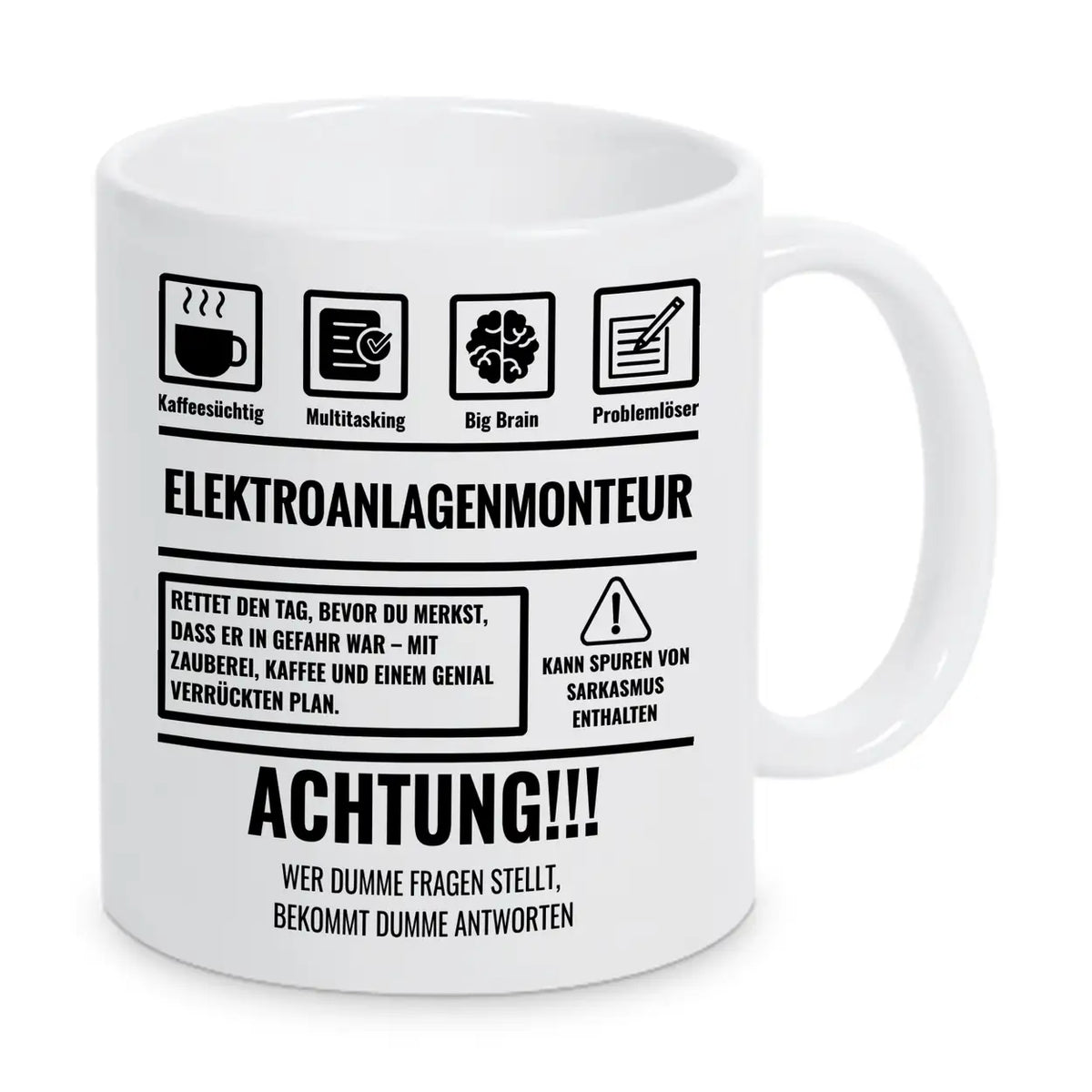 Tasse Sarkasmus Elektroanlagenmonteur - Druckerino
