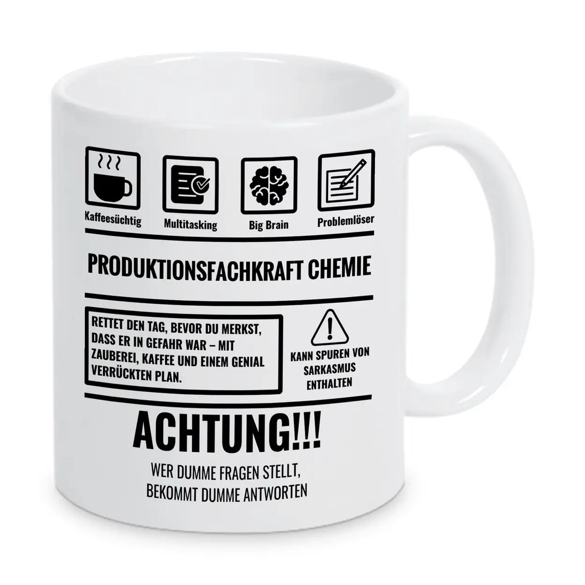 Tasse Sarkasmus Produktionsfachkraft Chemie - Druckerino