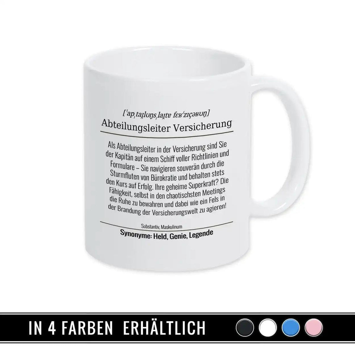 Tasse für Abteilungsleiter Versicherung - Druckerino