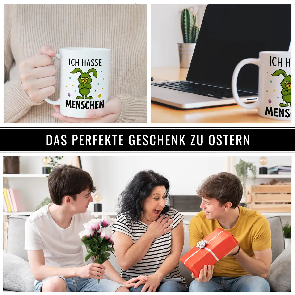 Tasse Hase - Ich hasse Menschen - Druckerino