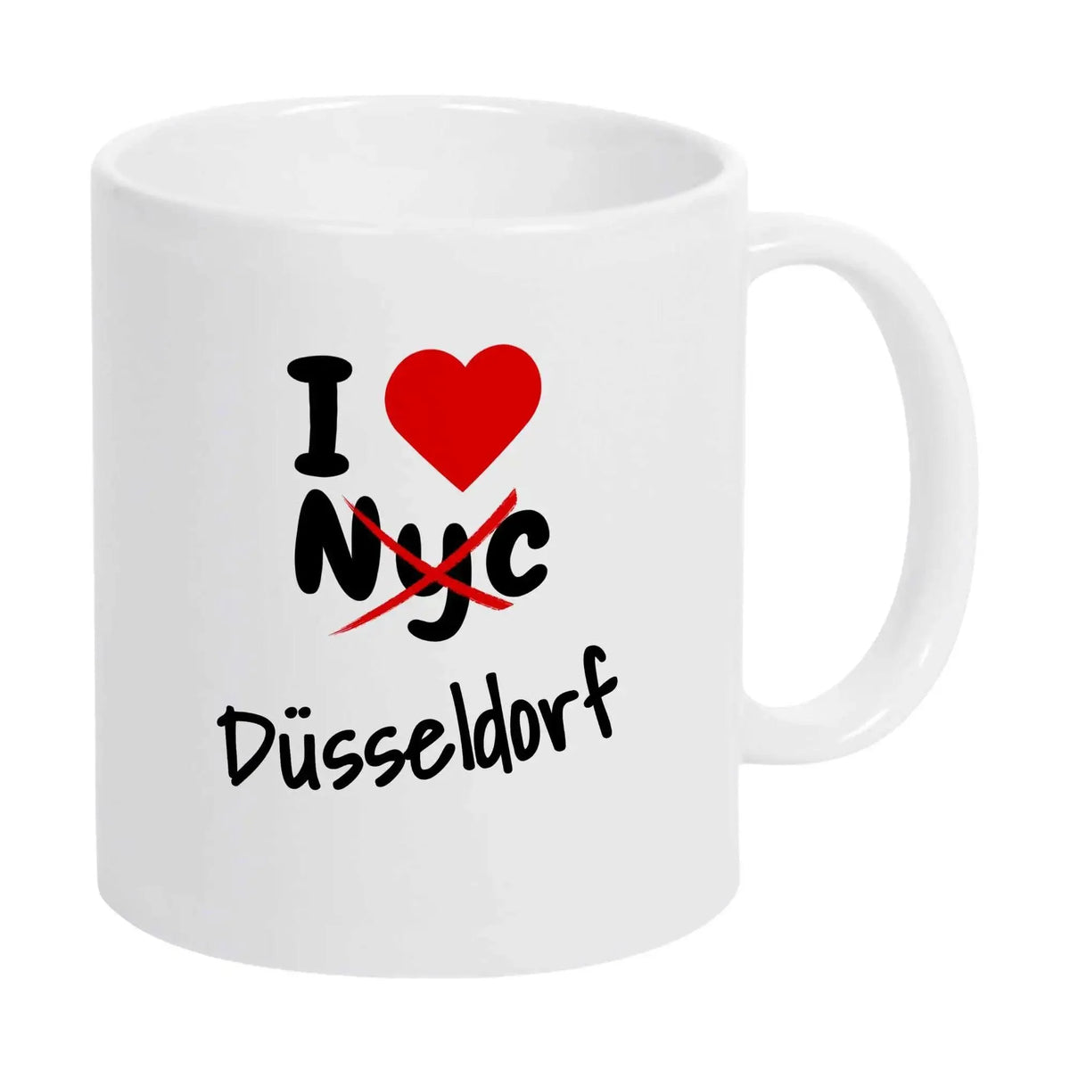 Tasse I Love Düsseldorf nicht NYC - Druckerino