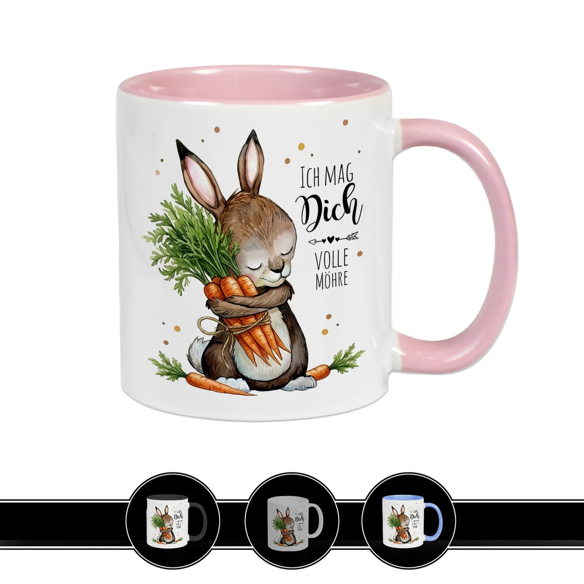 Tasse Rosa „Ich mag dich volle Möhre“ – Süße Geschenkidee