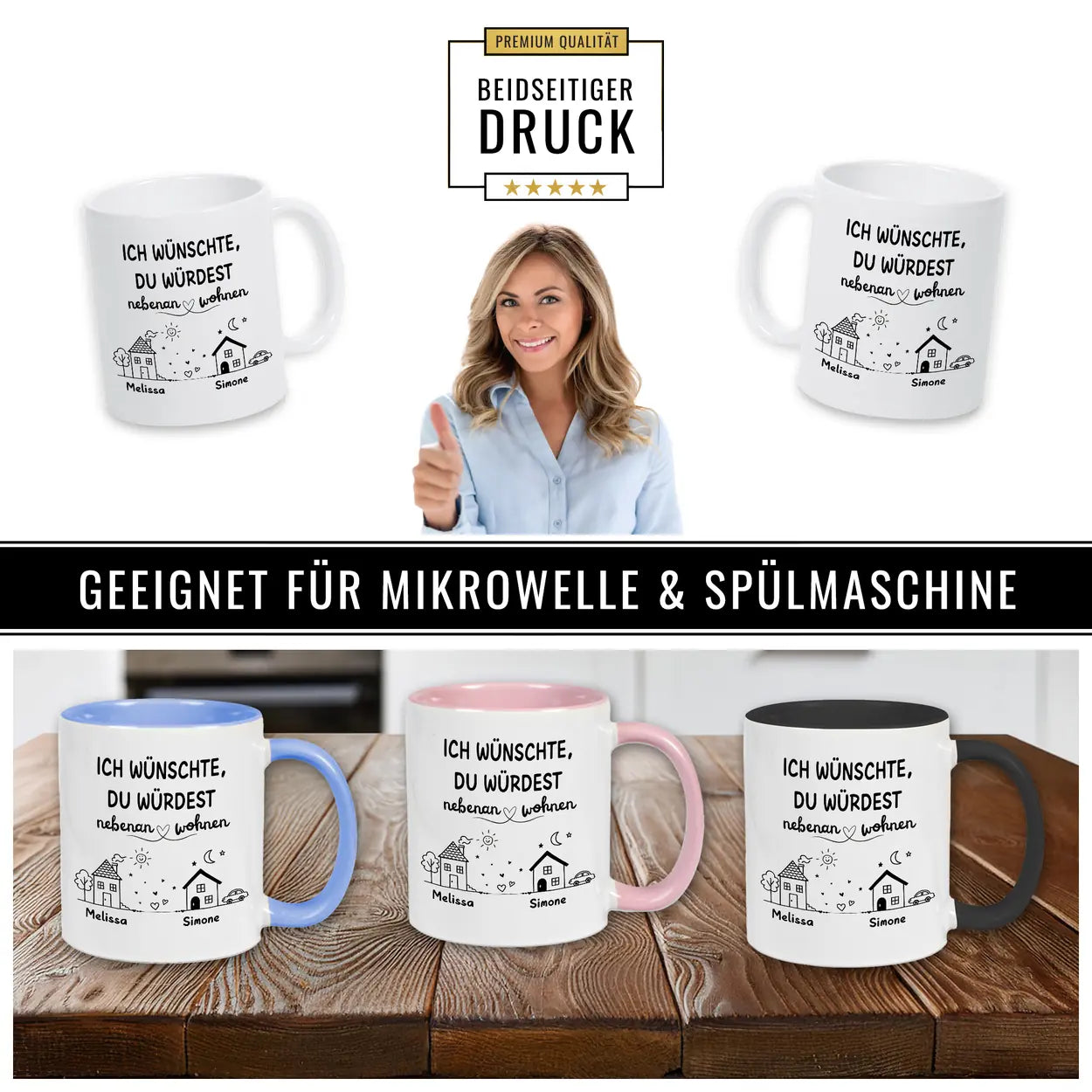 Tasse Ich wünschte, Du würdest nebenan wohnen - Druckerino