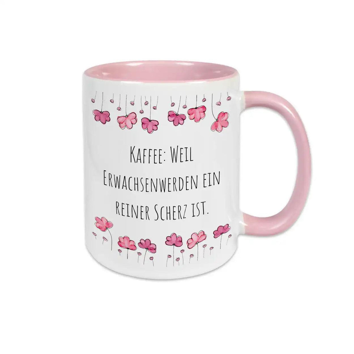 Tasse lustig "Kaffee: Weil Erwachsenwerden ein reiner Scherz ist" - Druckerino