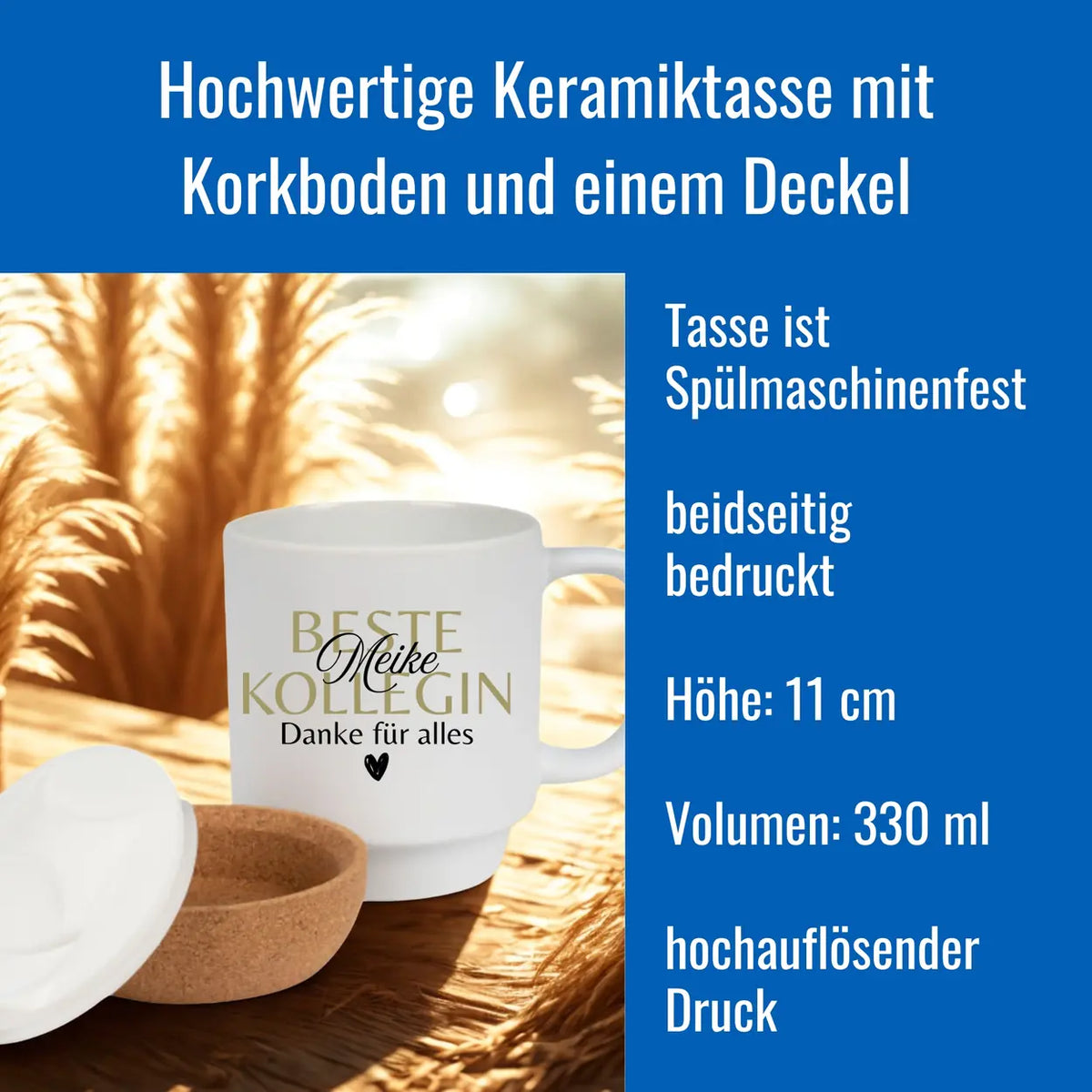 Tasse Beste Kollegin mit Namen personalisiert | Korkboden - Druckerino