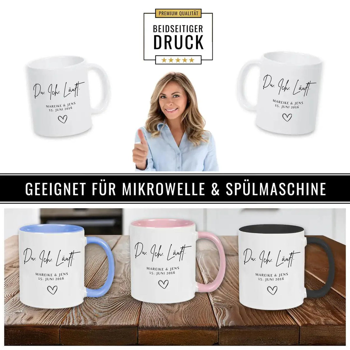 Tasse mit Namen personalisiert Du. Ich. Läuft. - Druckerino