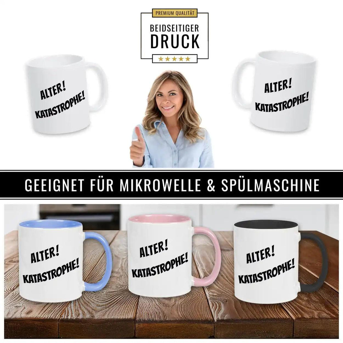 Tasse mit Spruch - Alter! Katastrophe! - Druckerino