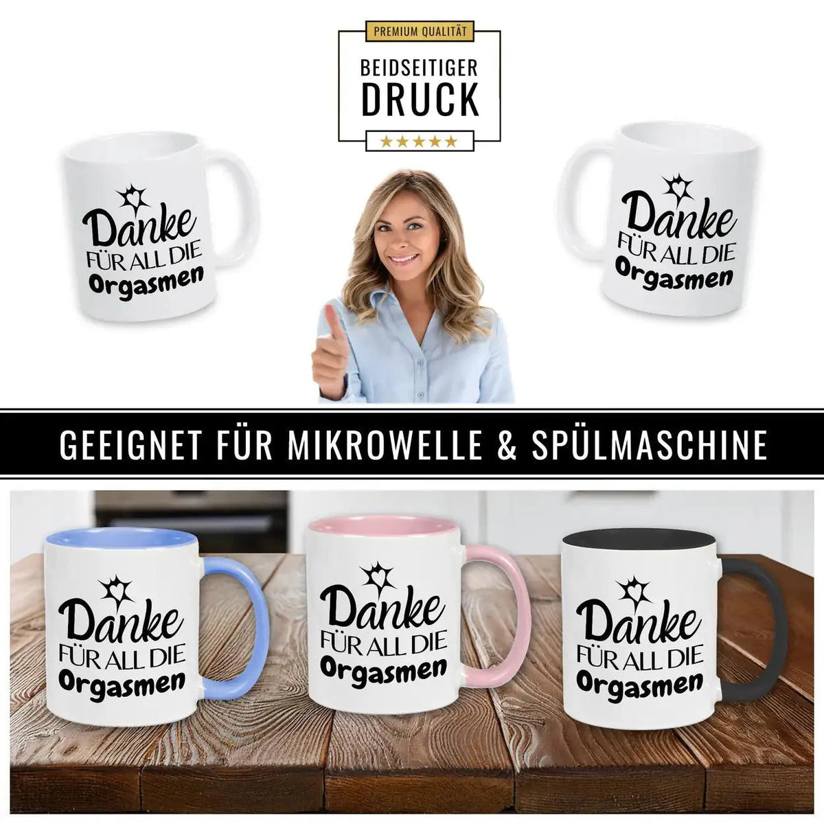 Tasse mit Spruch Danke für all die Orgasmen - Druckerino